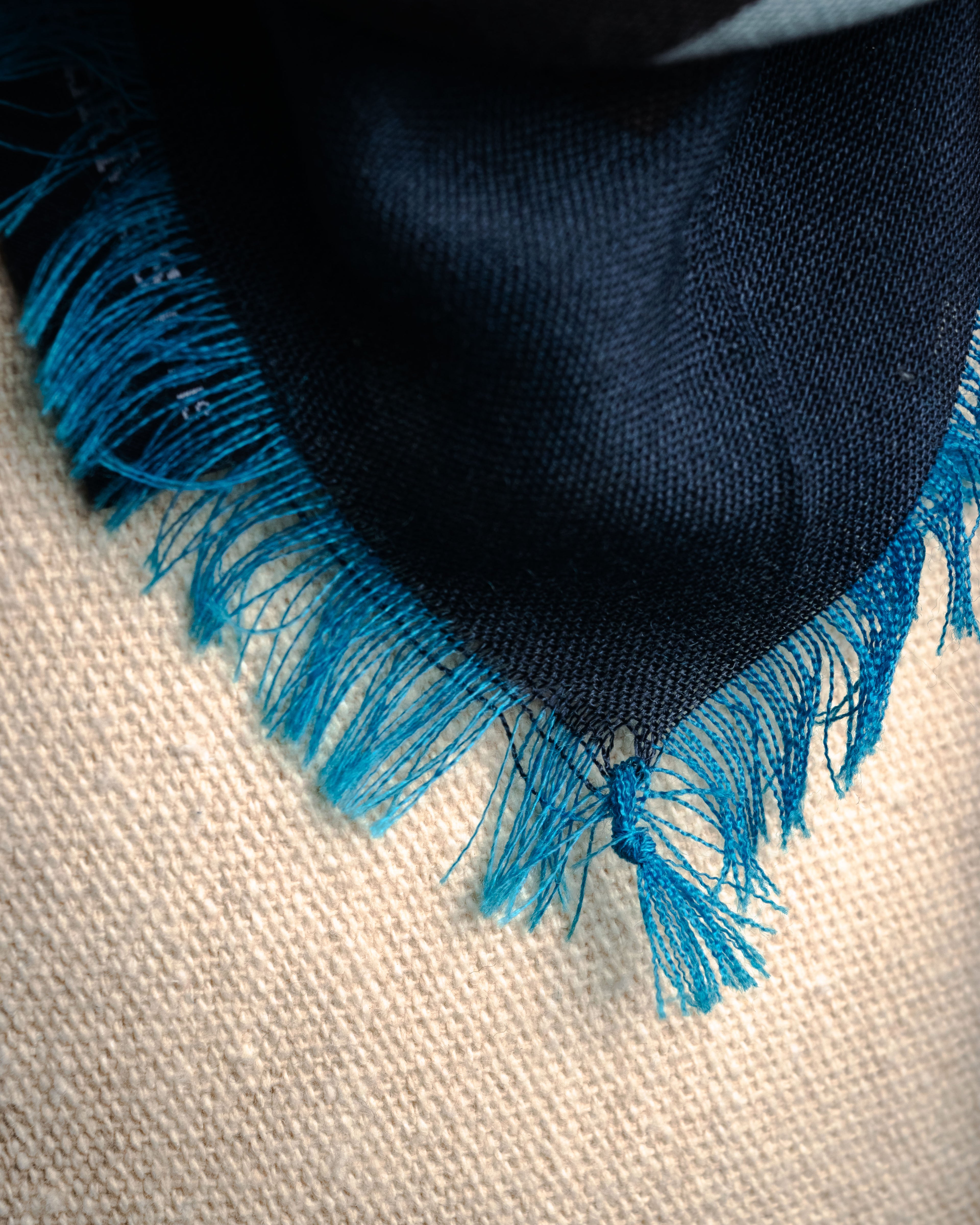 “HERMÈS” 10's-20's Polka dot wool silk fringed stole