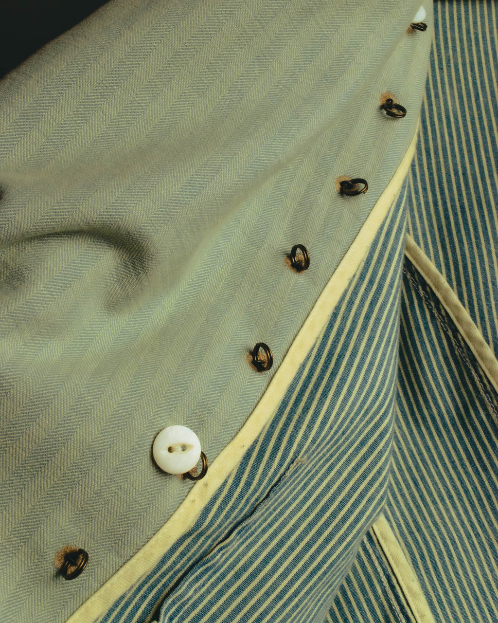 -SPECIAL- "Ralph Lauren" 00's Hickory stripe cotton double-breasted marine jacket