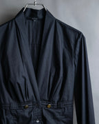 "GUCCI" No collar design gold button accents blouse