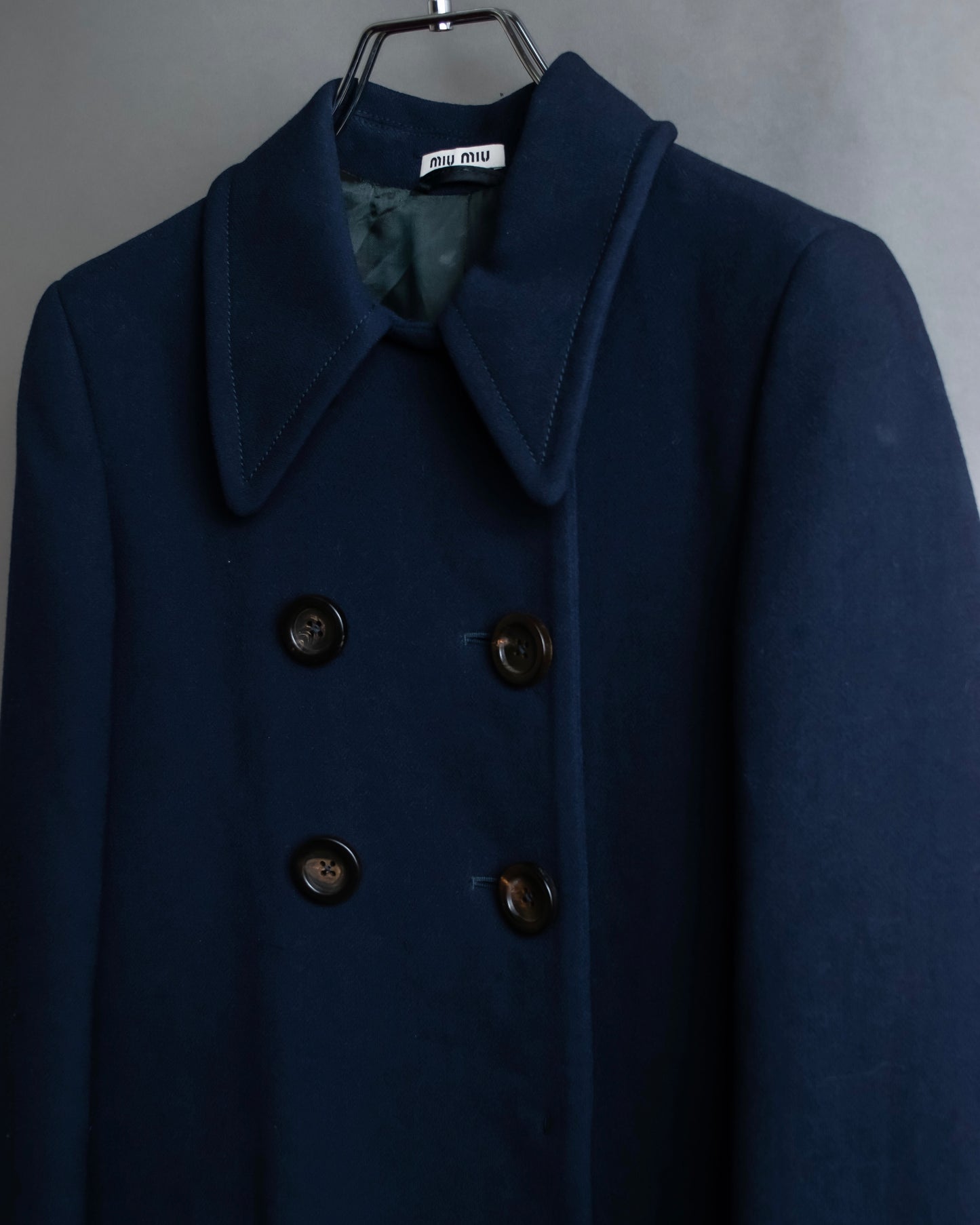 "MIU MIU" Double breasted rounded wool peacoat