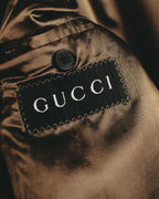 -SPECIAL- "GUCCI" 90's-00's Dark brown corduroy tailored chesterfield coat