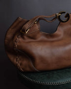 "GUCCI" Charlotte whipstitch hobo leather shoulder Bag