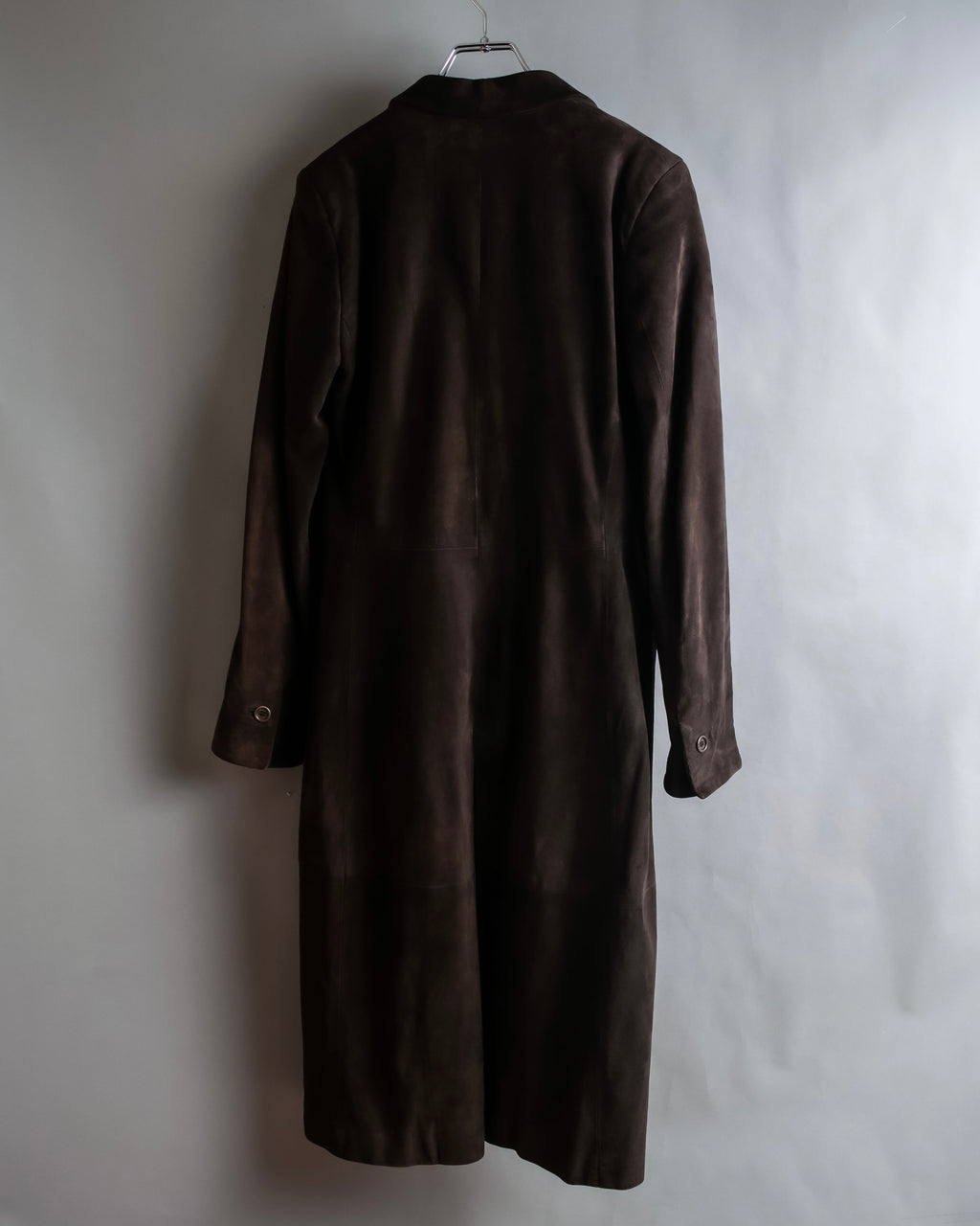 "LOEWE" 80's flowing line suede leather chester coat
