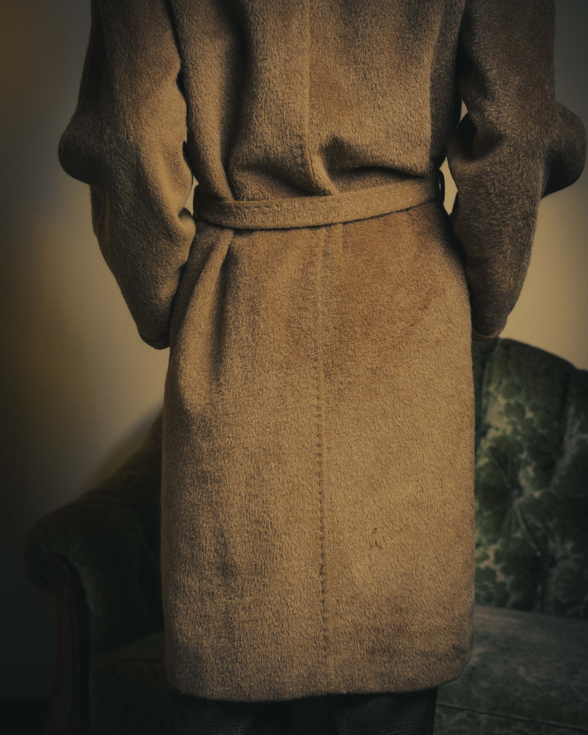 -SPECIAL- “Max Mara” 90’s-00’s Angora blend belted wrap coat