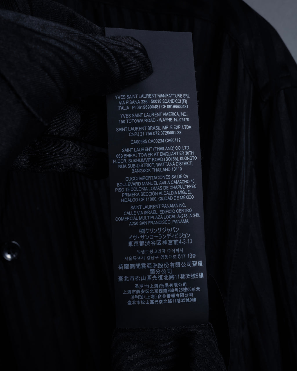 "Saint Laurent Paris" Jacquard pattern silk black shirt