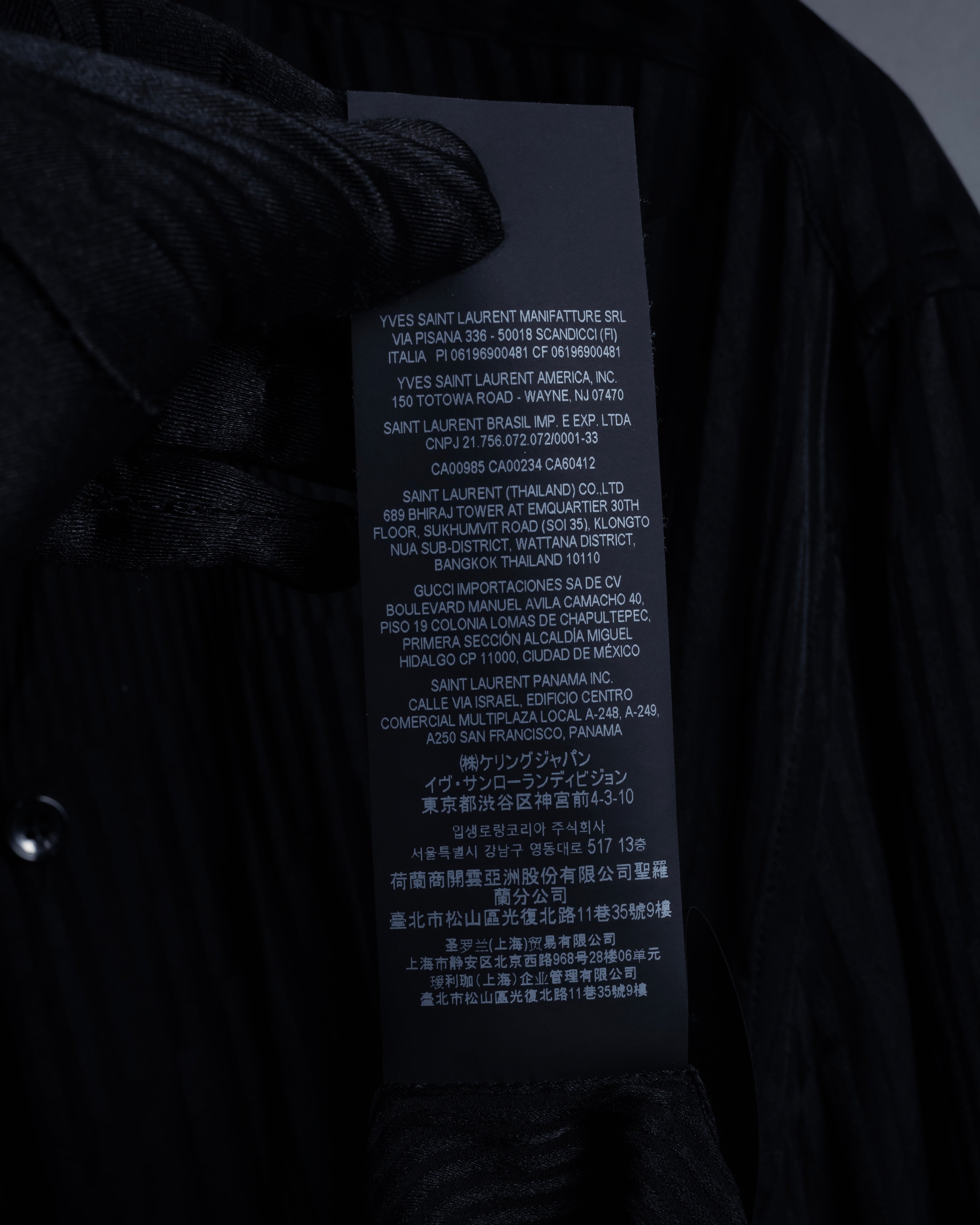 "Saint Laurent Paris" Jacquard pattern silk black shirt