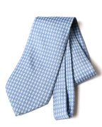 HERMES/ H Logo Silk Tie Sky Blue × Whigte