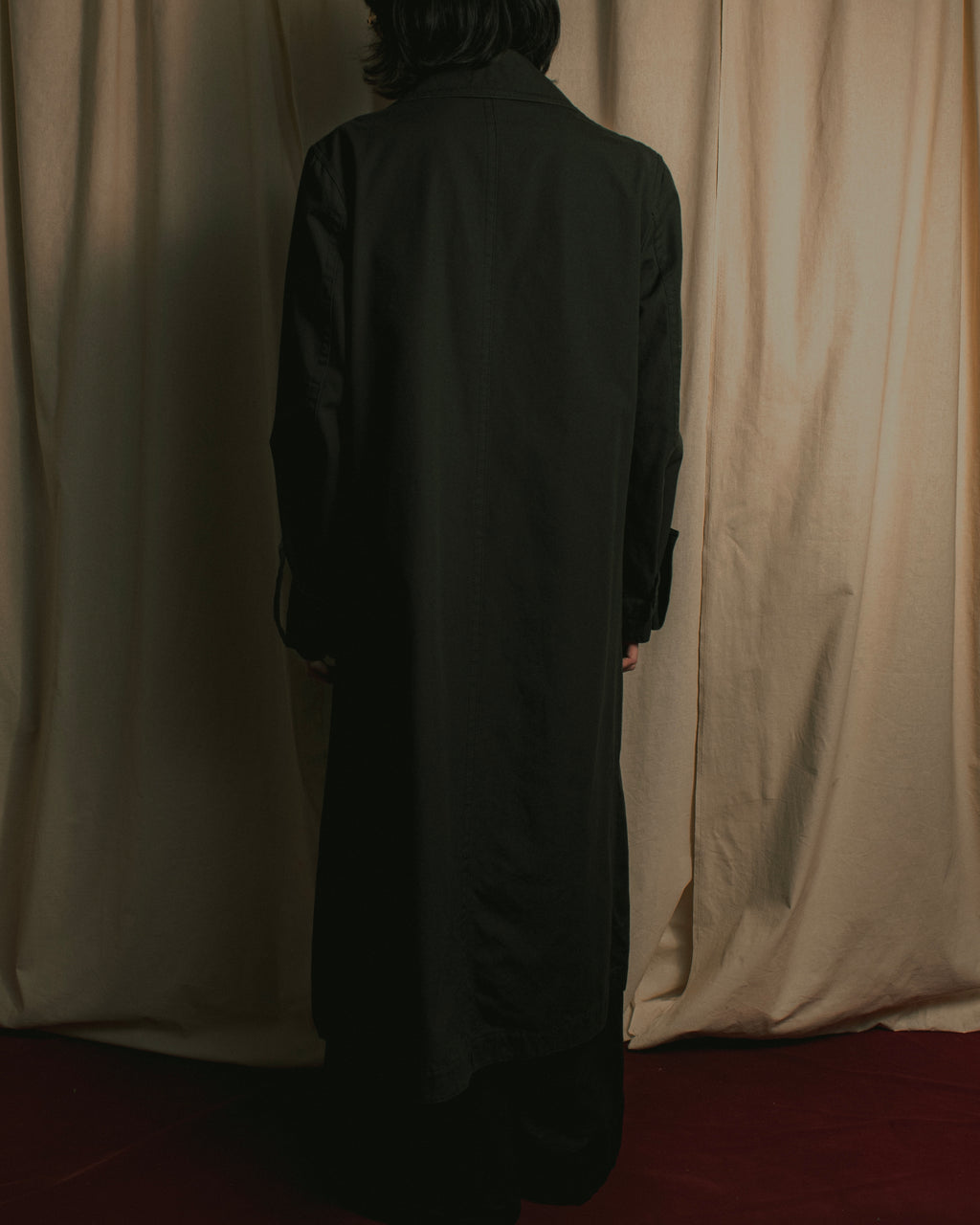 "Ground Y" 19AW Draping design cotton gabardine trench coat