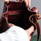 "Cartier" Drawstring design bordeaux color shoulder bag