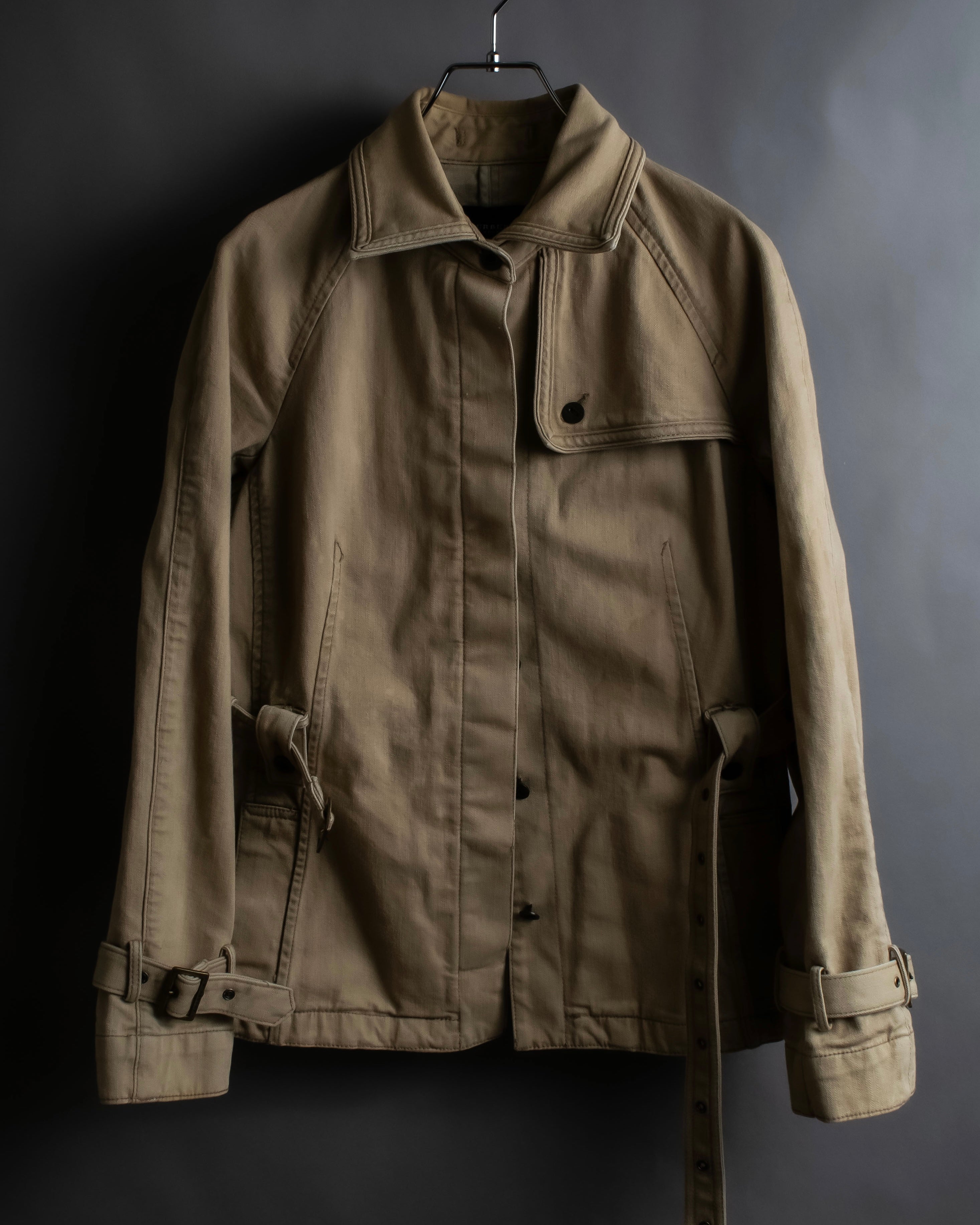 "BURBERRY" Selvedge denim trench detail jacket