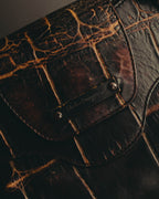 "Salvatore Ferragamo" 00's-10's Glossy crocodile embossed leather handbag