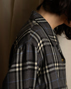 "BURBERRYS" Gold metal button design check pattern wool shirt