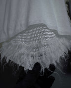 "COMME des GARCONS" 18AW layered mesh design fringe thick knit