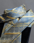 "CHANEL" Regimental pattern gold scattered design neck tie