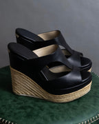 "Jimmy Choo" Leather combination wedge sole heel sandals