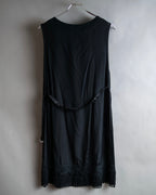 "LIMI feu" Knitted lace design belted sleeveless dress