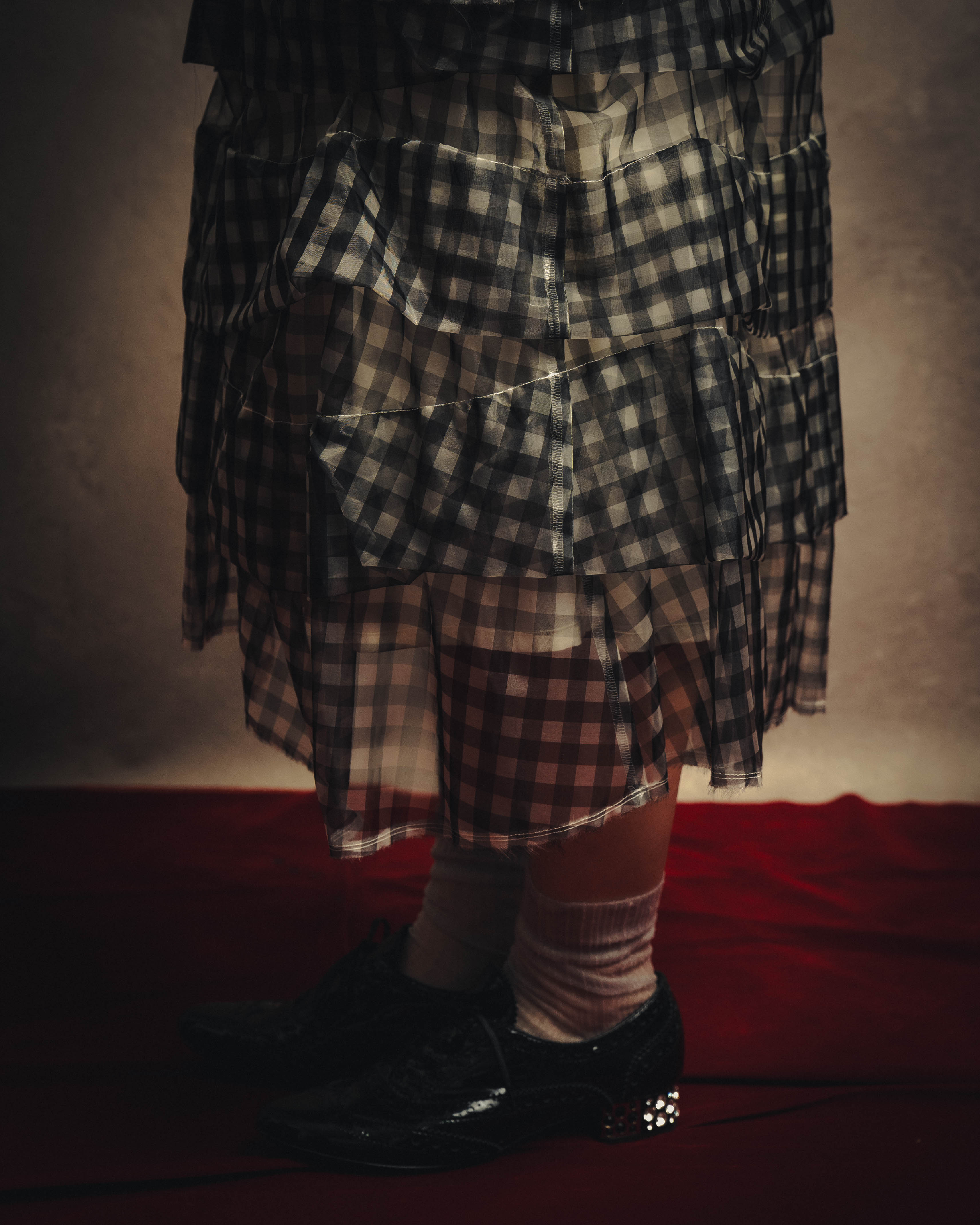 -SPECIAL- "tricot COMME des GARÇONS" 07SS Gingham check sheer tiered ruffle skirt