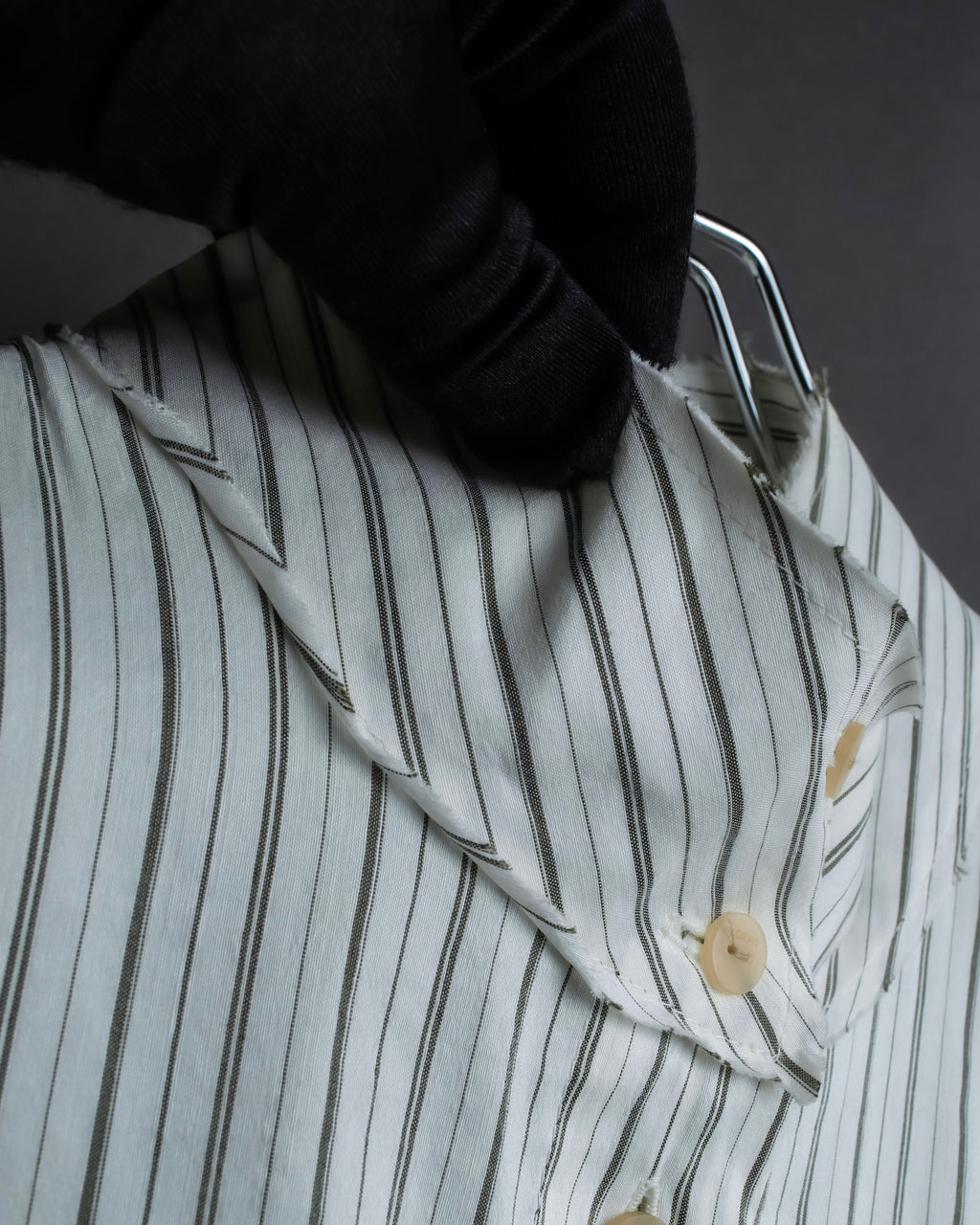 "LOEWE" Balloon sleeve striped high neck shirt