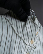 "LOEWE" Balloon sleeve striped high neck shirt