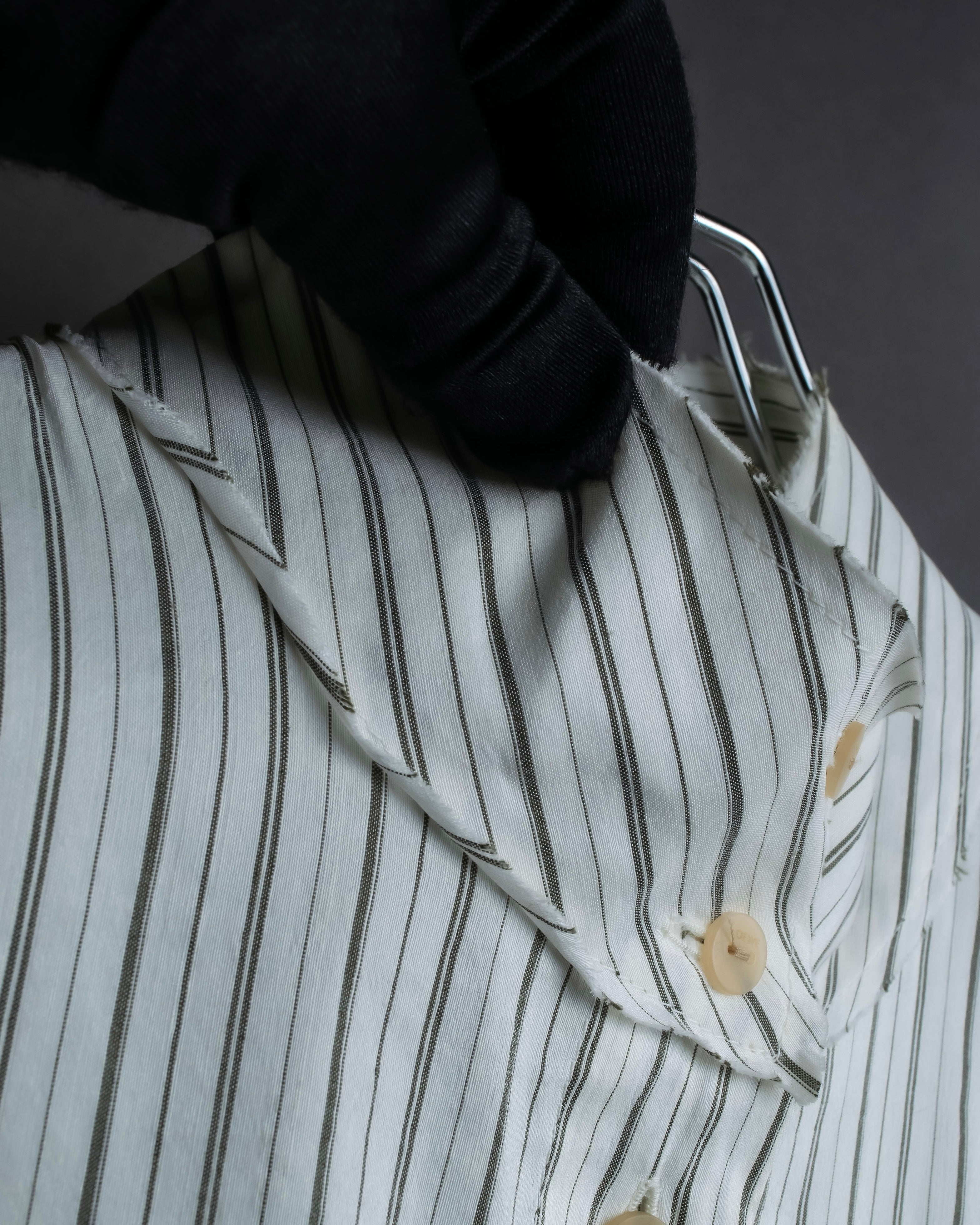 "LOEWE" Balloon sleeve striped high neck shirt