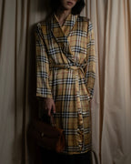 "BURBERRYS" Nova check maxi length silk gown coat