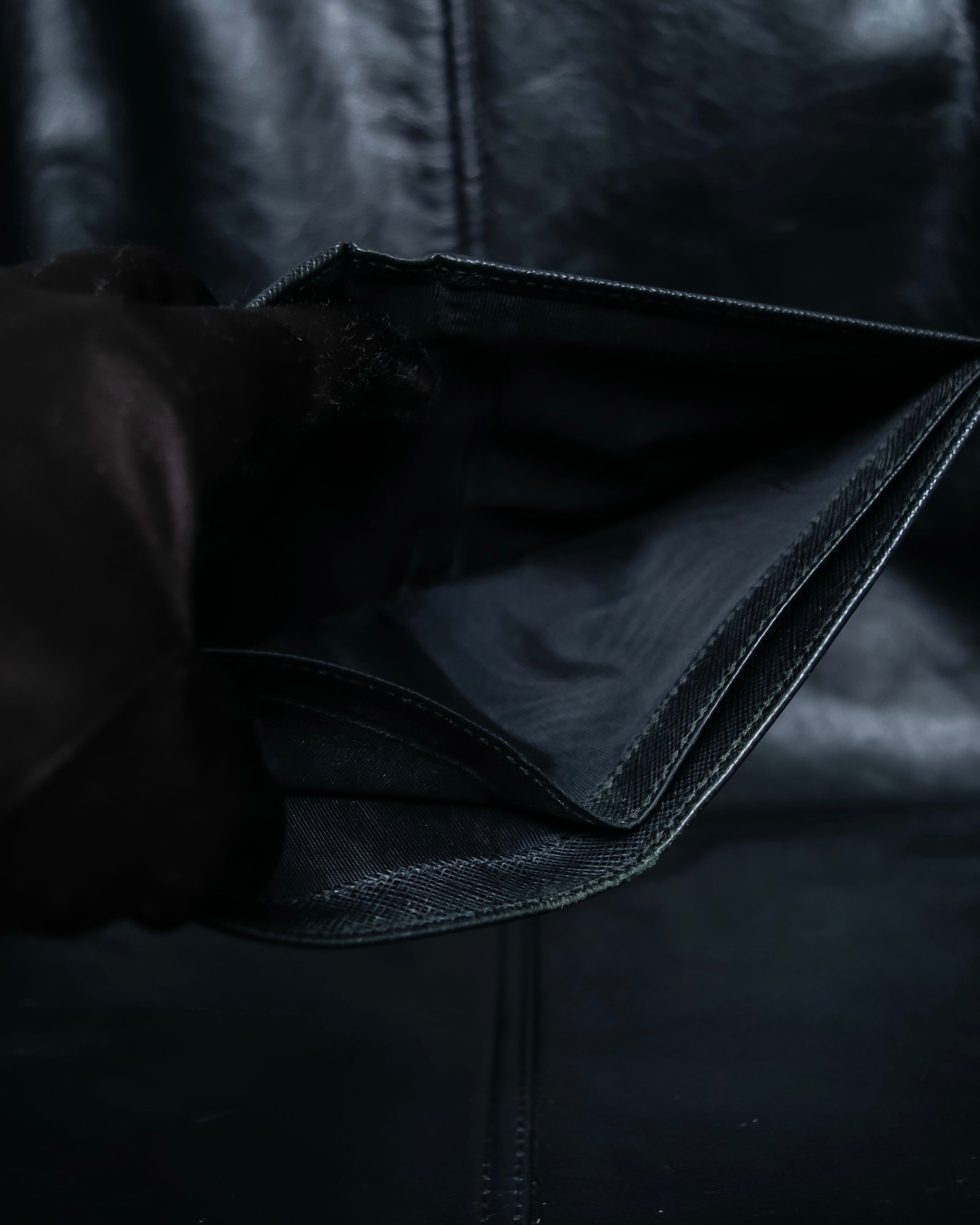 “Prada” Saffiano leather triangle logo wallet