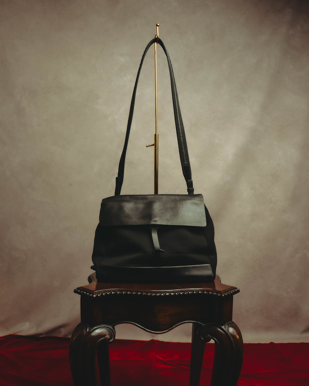 “PRADA” 90’s-00’s Nylon and leather flap messenger bag