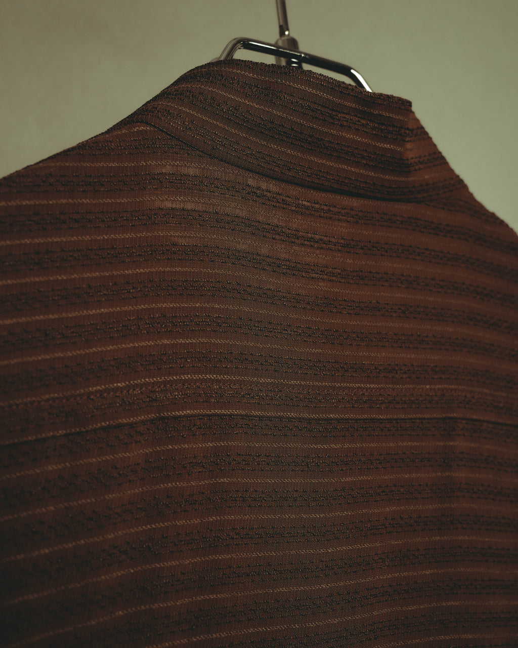 “YVES SAINT LAURENT” 80’s-90’s textured silk blend mandarin collar long shirt