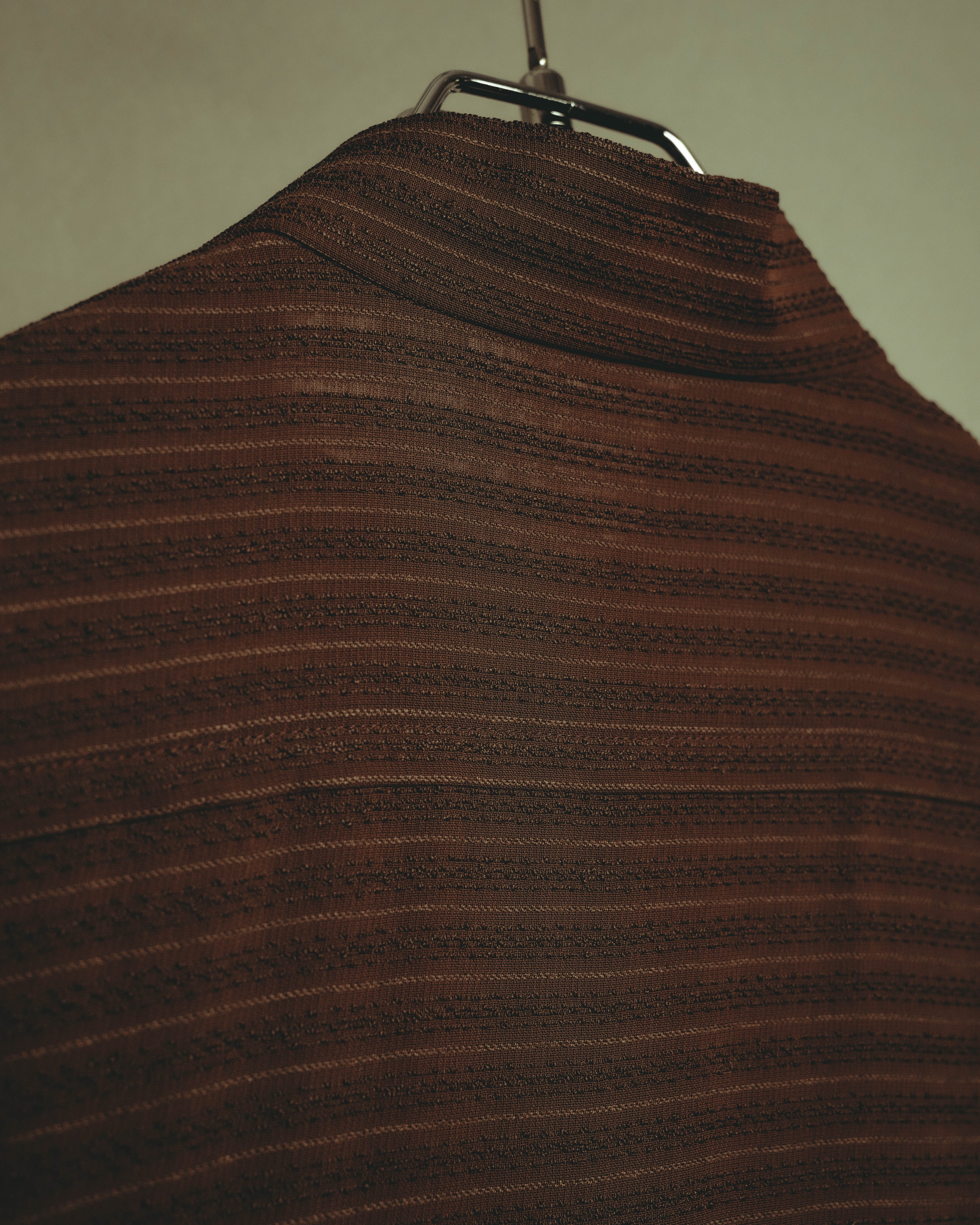 “YVES SAINT LAURENT” 80’s-90’s textured silk blend mandarin collar long shirt