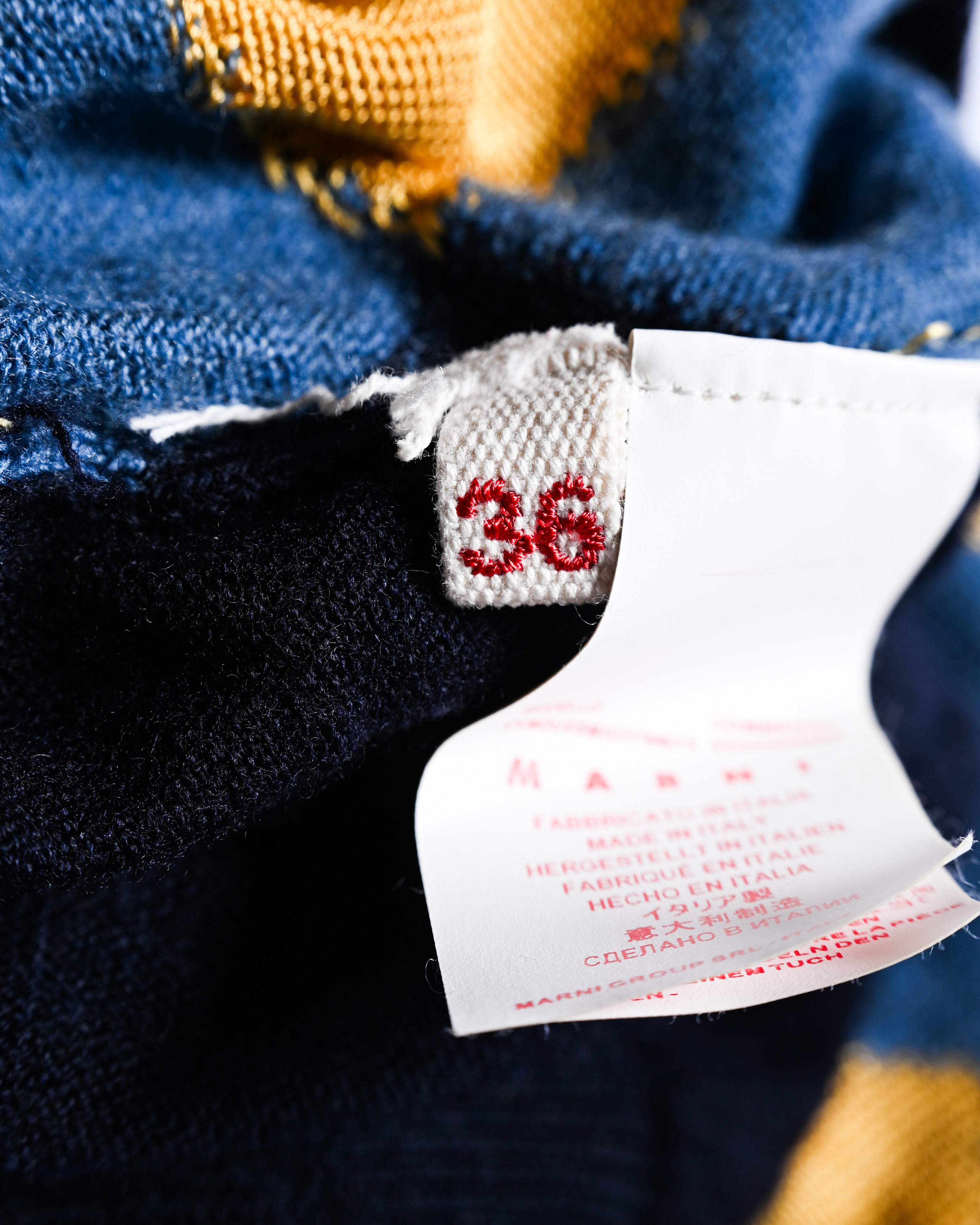 MARNI/ Argyle Pattern Knit Vest Blue×Yellow