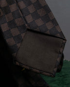 "LOUIS VUITTON" Damier check silk jacquard neck tie