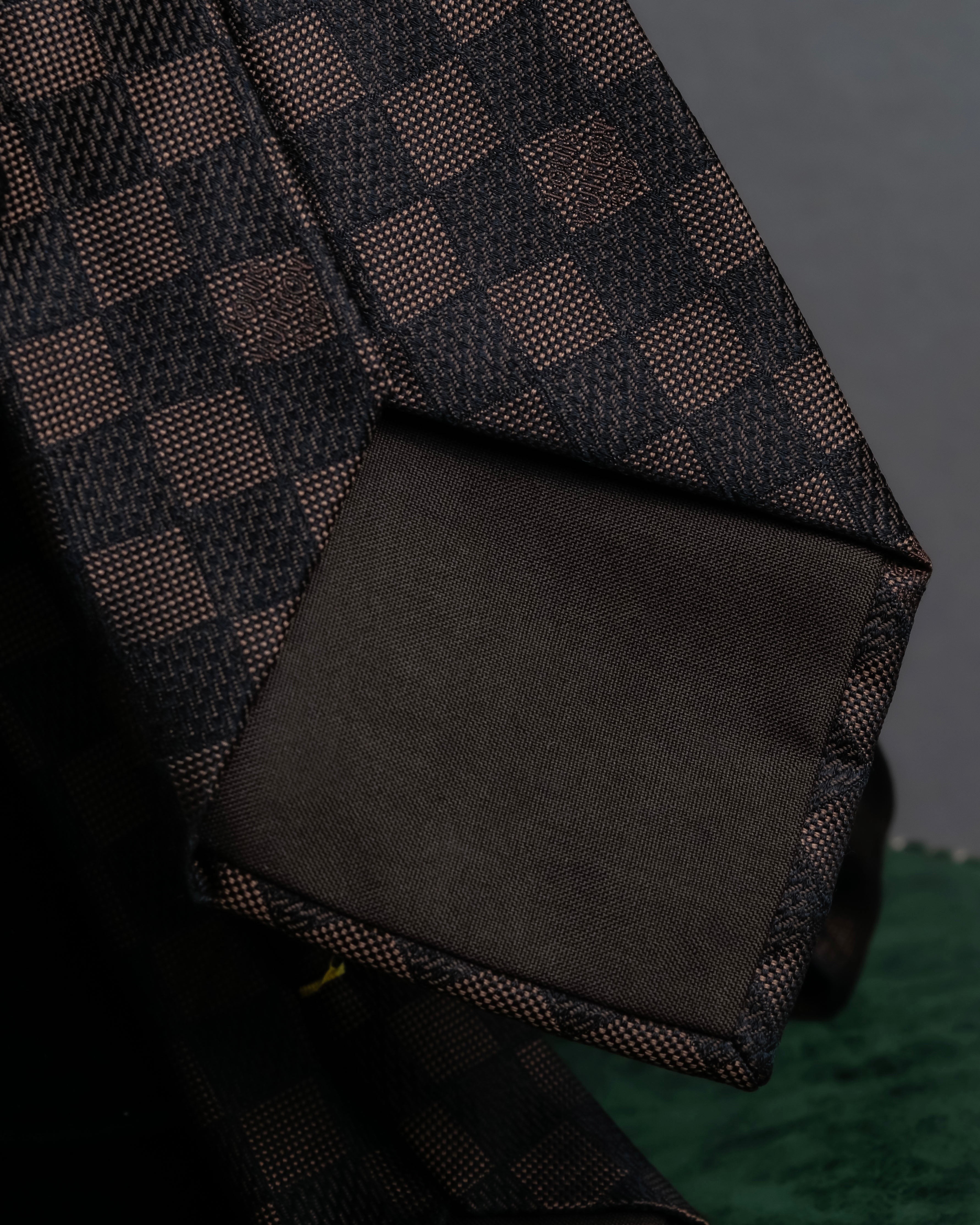 "LOUIS VUITTON" Damier check silk jacquard neck tie