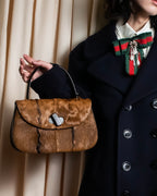 "GUCCI"「1947」 pony leather combination bamboo hand bag