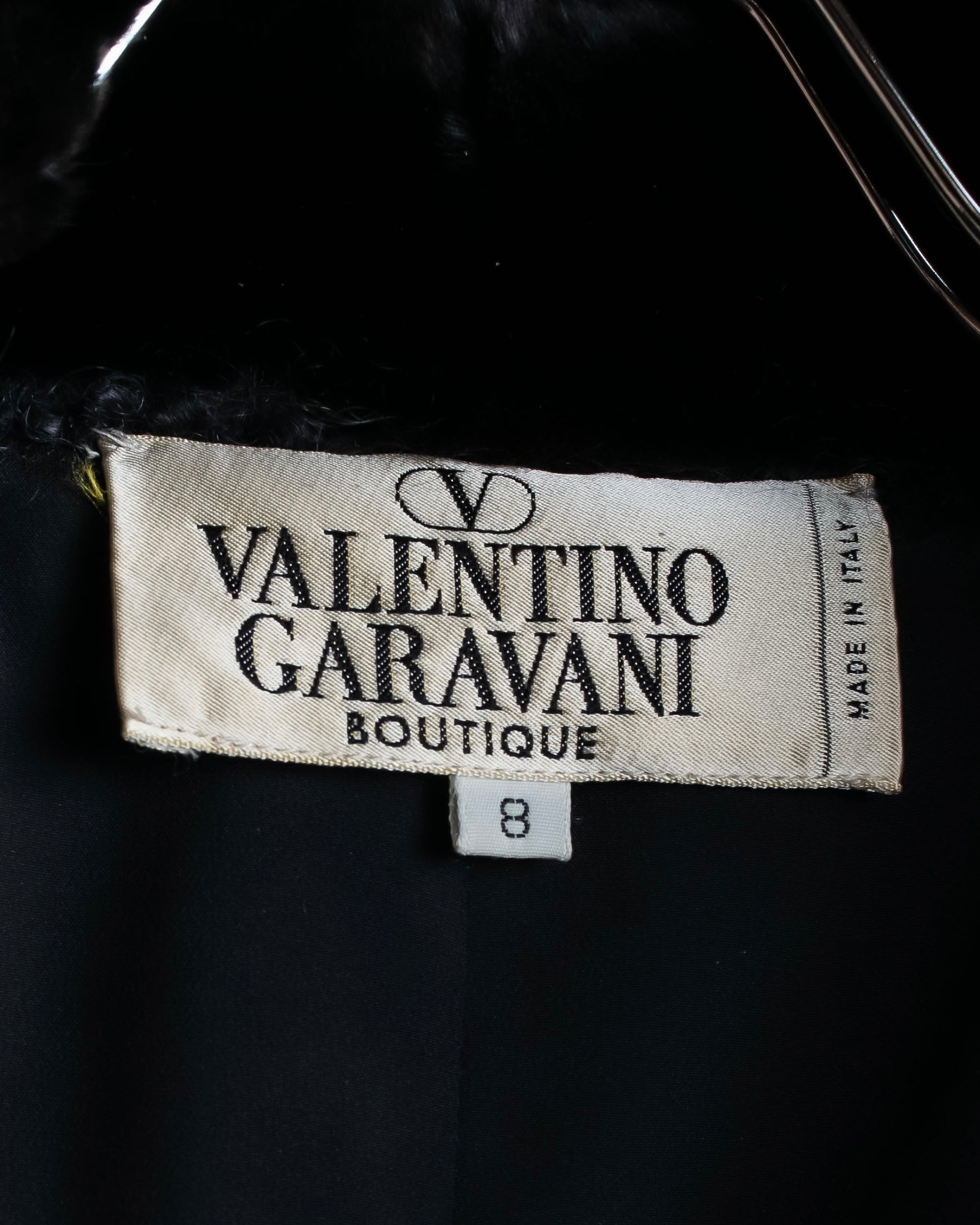 "Valentino Garavani" Fur collar boucle wool mid-length coat