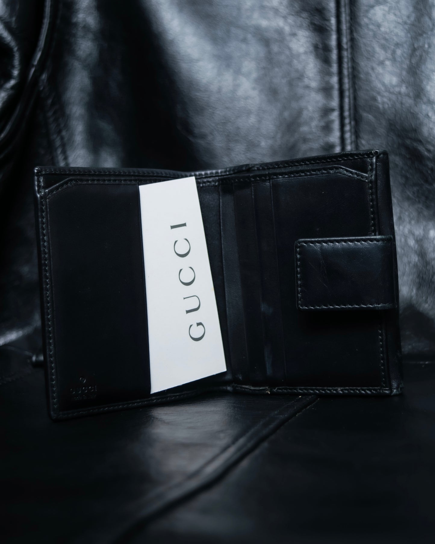 "GUCCI" GG pattern leather compact wallet