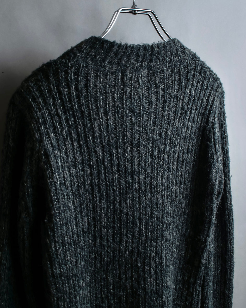 "Vintage deep V-neck fuzzy knit pullover"