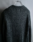 "Vintage deep V-neck fuzzy knit pullover"