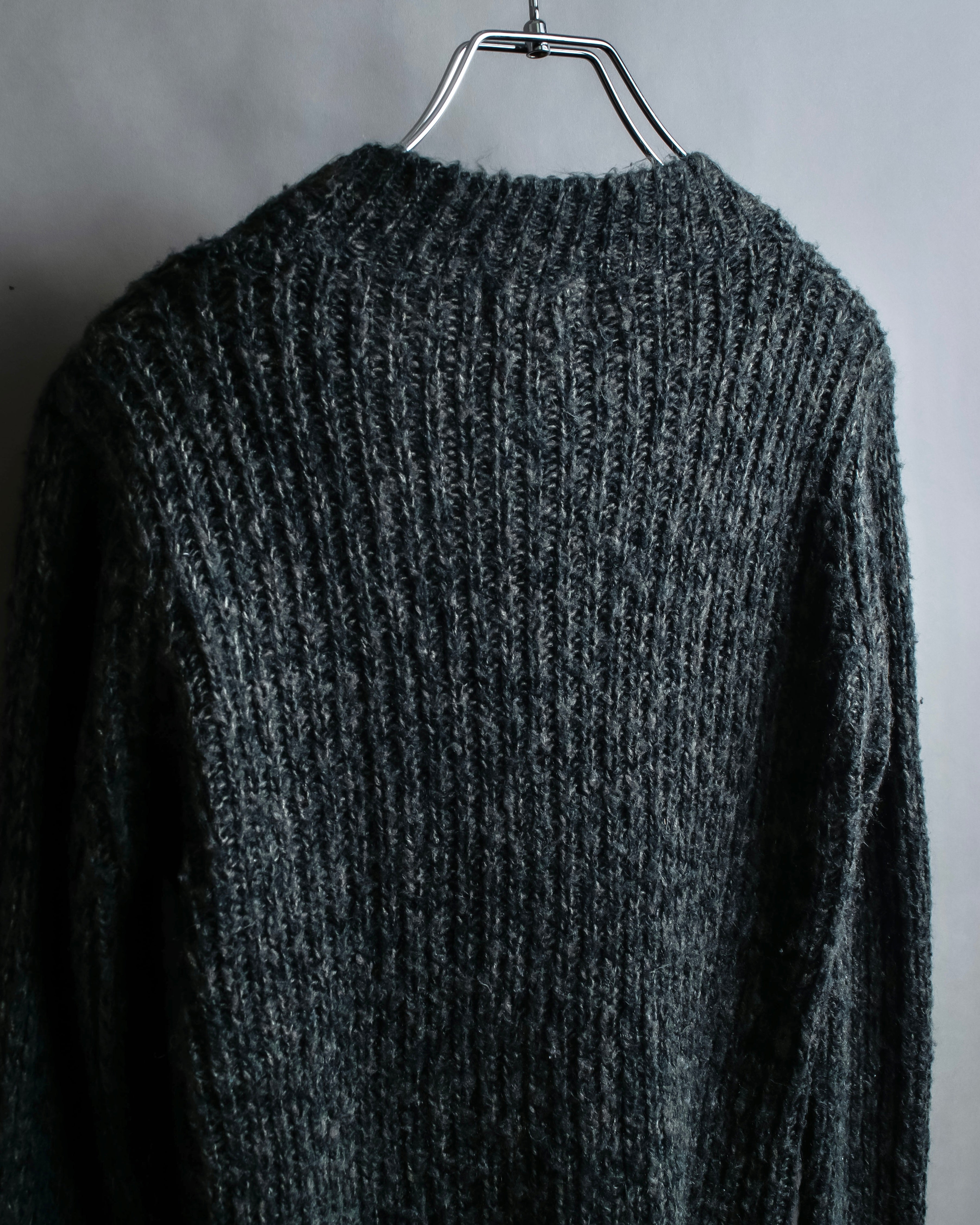 "Vintage deep V-neck fuzzy knit pullover"