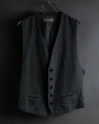 "ISSEY MIYAKE MEN" Random stripe pattern V-neck vest