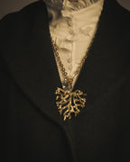 -SPECIAL- "Yves Saint Laurent" 90's-00's Sculptural coral motif crystal pendant necklace