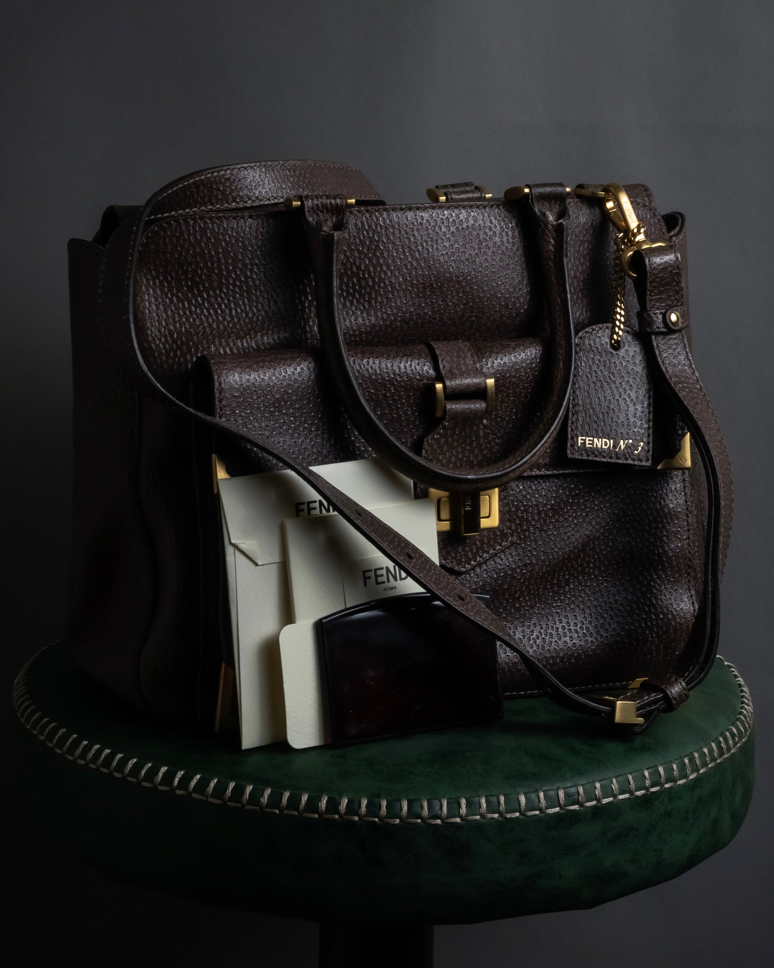 “FENDI” 2010’s Architectural grained leather 3Jours bag