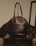 “BALENCIAGA” 80’s rounded dome leather shoulder bag