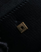 "GUCCI" Double flap design grained leather one-handle bag