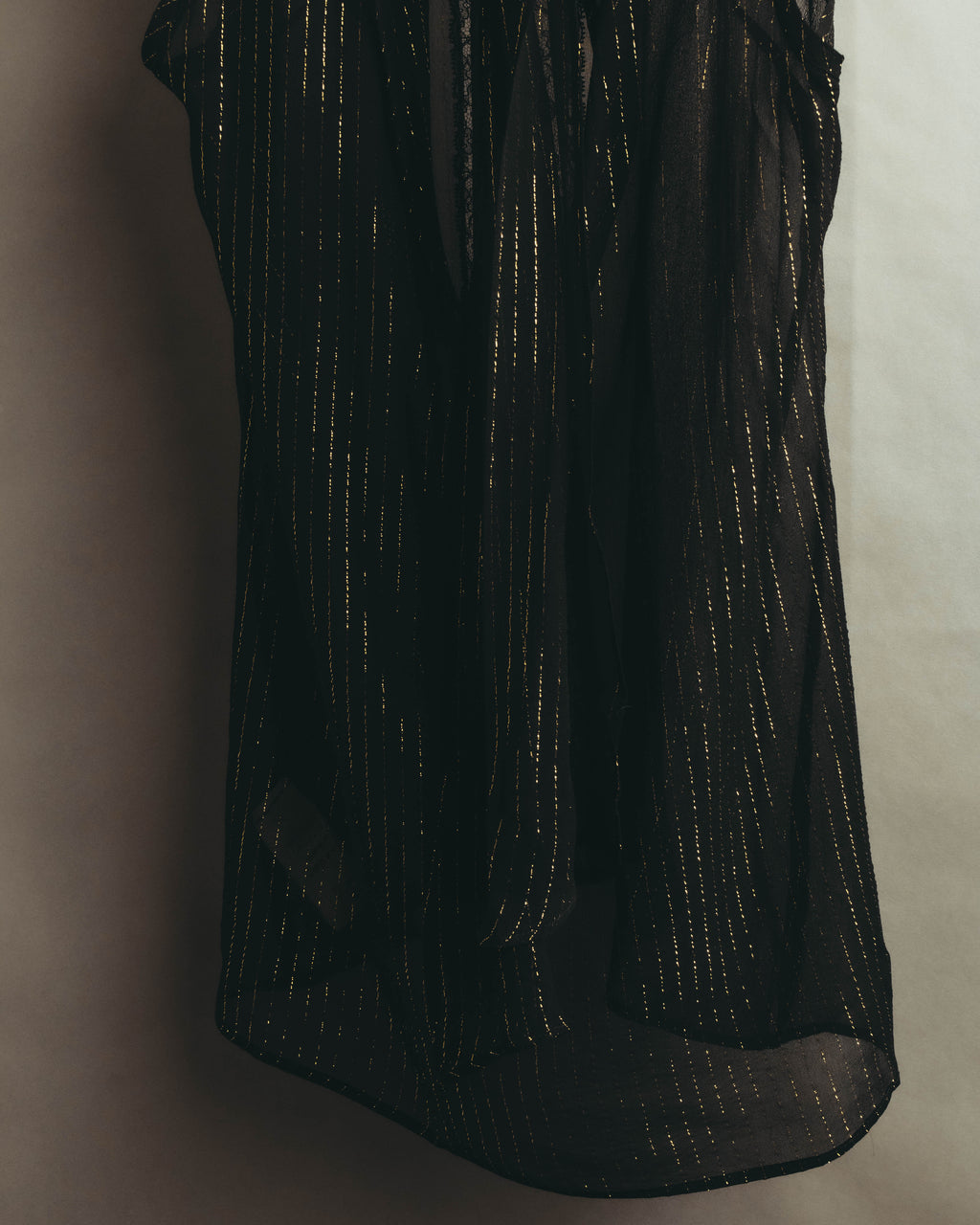 “PINKO” 2010’s Metallic striped lace georgette bow blouse