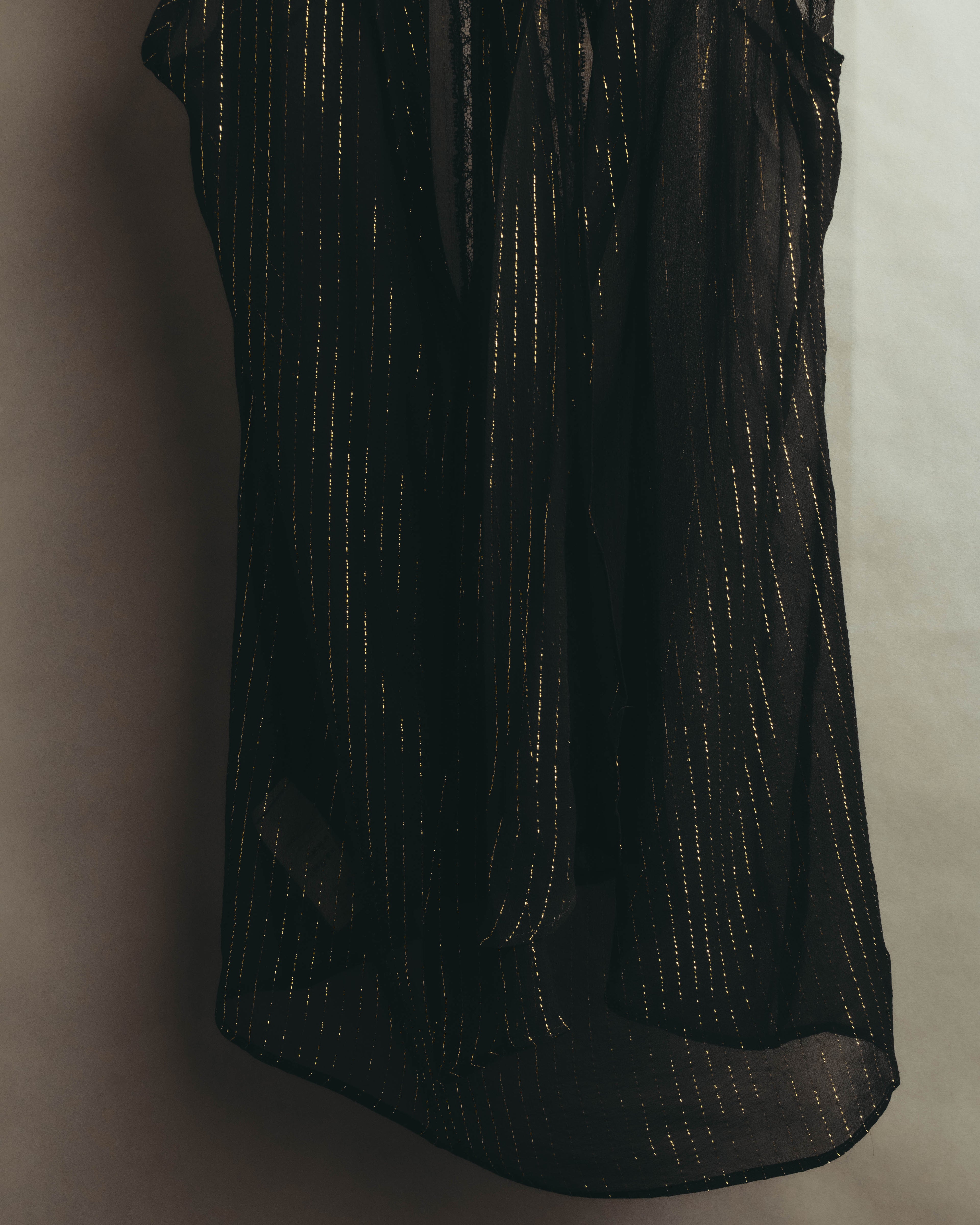 “PINKO” 2010’s Metallic striped lace georgette bow blouse