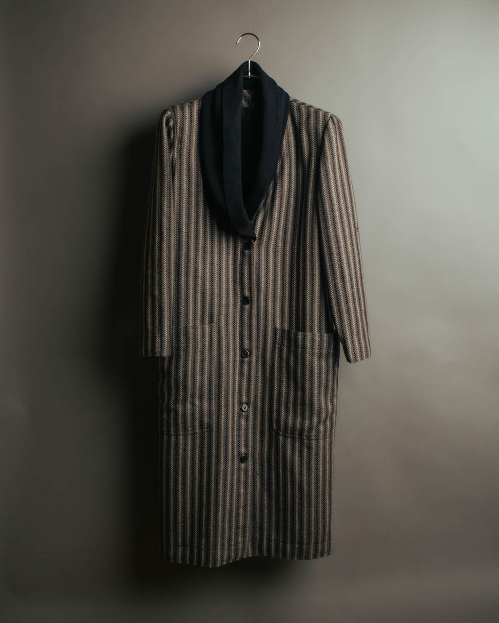 -SPECIAL- “GUCCI” 80’s-90’s Textured striped shawl collar long coat