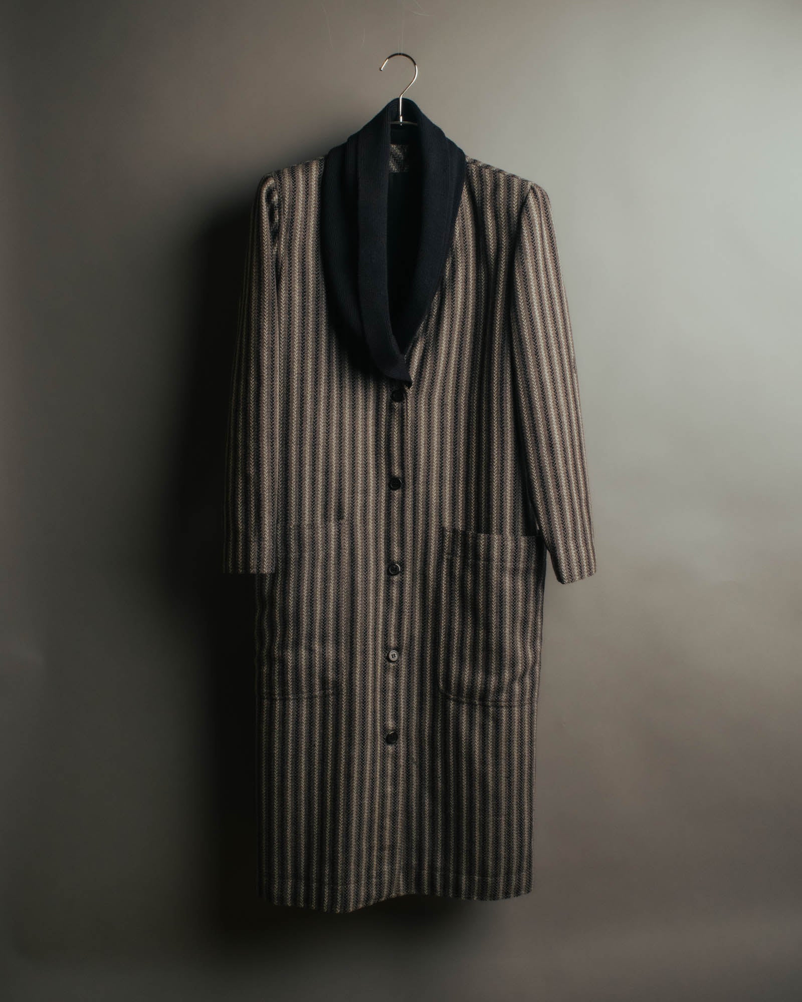 -SPECIAL- “GUCCI” 80’s-90’s Textured striped shawl collar long coat