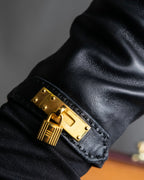 "HERMES" Kelly padlock motif leather gloves