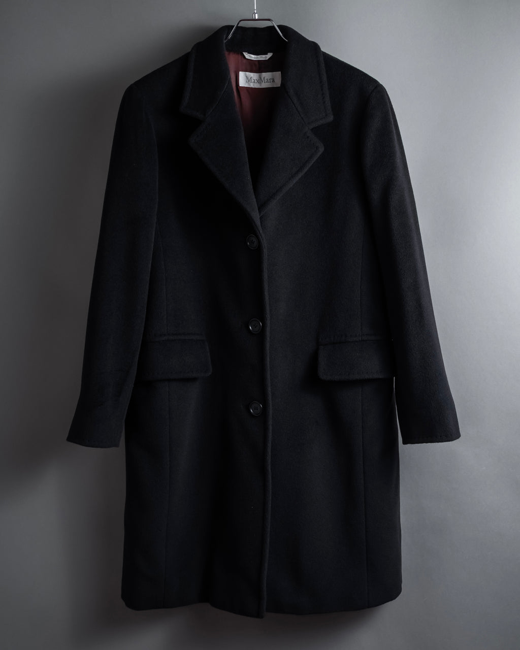 "Max Mara" 90's White tag tailored collar angora mix coat