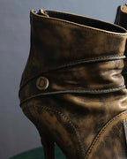 "Dior" Vintage style processing brown heel pumps